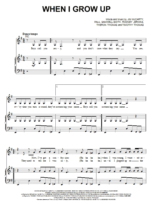 Download Pussycat Dolls When I Grow Up Sheet Music and learn how to play Piano, Vocal & Guitar (Right-Hand Melody) PDF digital score in minutes