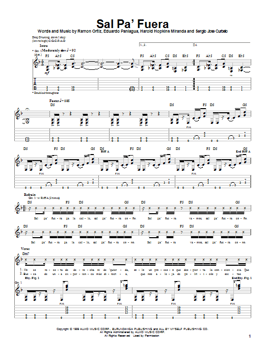Download Puya Sal Pa'Fuera Sheet Music and learn how to play Guitar Tab PDF digital score in minutes