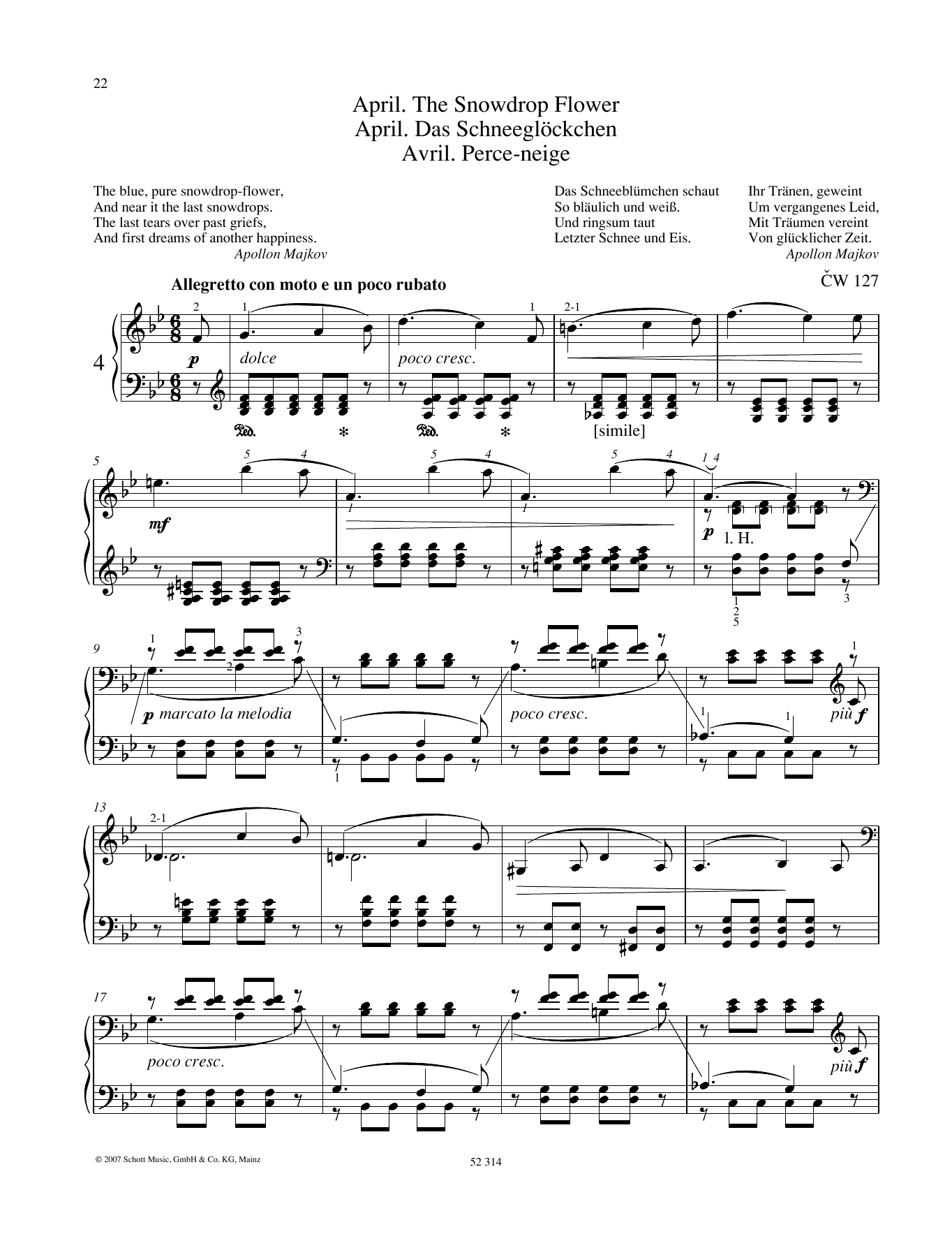 Download Pyotr Il'yich Tchaikovsky April Sheet Music and learn how to play Piano Solo PDF digital score in minutes