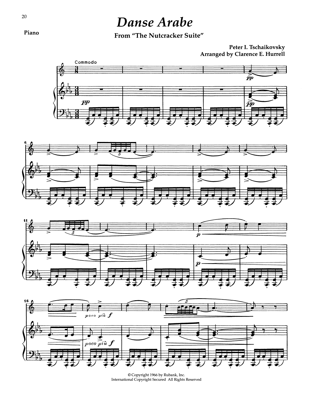 Download Pyotr Il'yich Tchaikovsky Arab Dance (from The Nutcracker Suite) Sheet Music and learn how to play Alto Sax and Piano PDF digital score in minutes