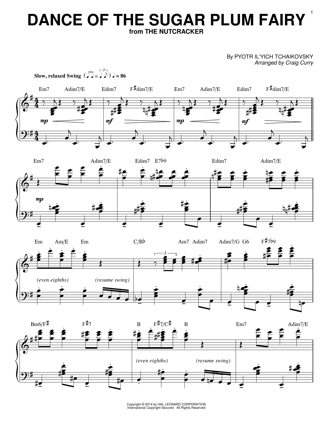Download Craig Curry Dance Of The Sugar Plum Fairy Sheet Music and learn how to play Piano PDF digital score in minutes