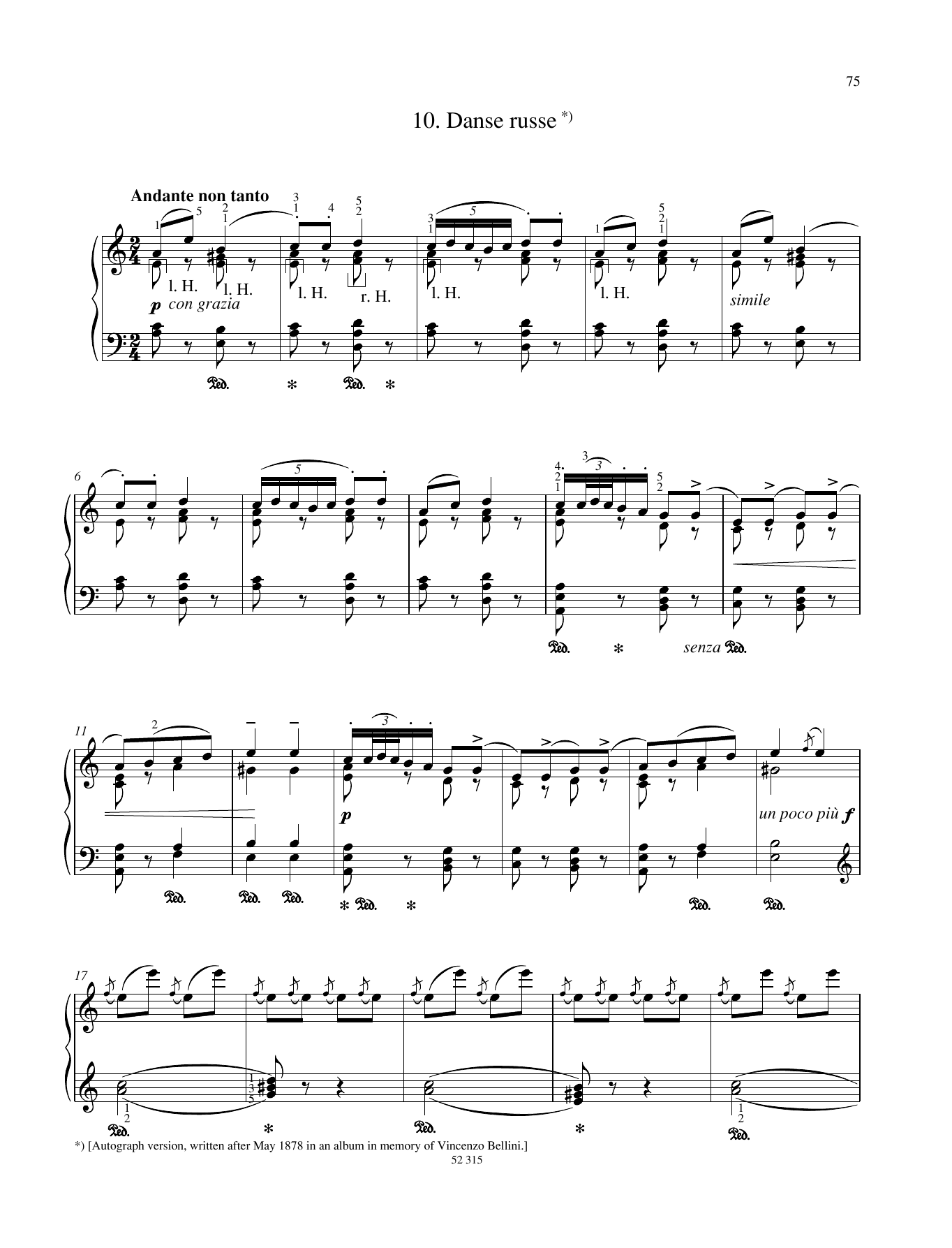 Download Pyotr Il'yich Tchaikovsky Danse russe Sheet Music and learn how to play Piano Solo PDF digital score in minutes