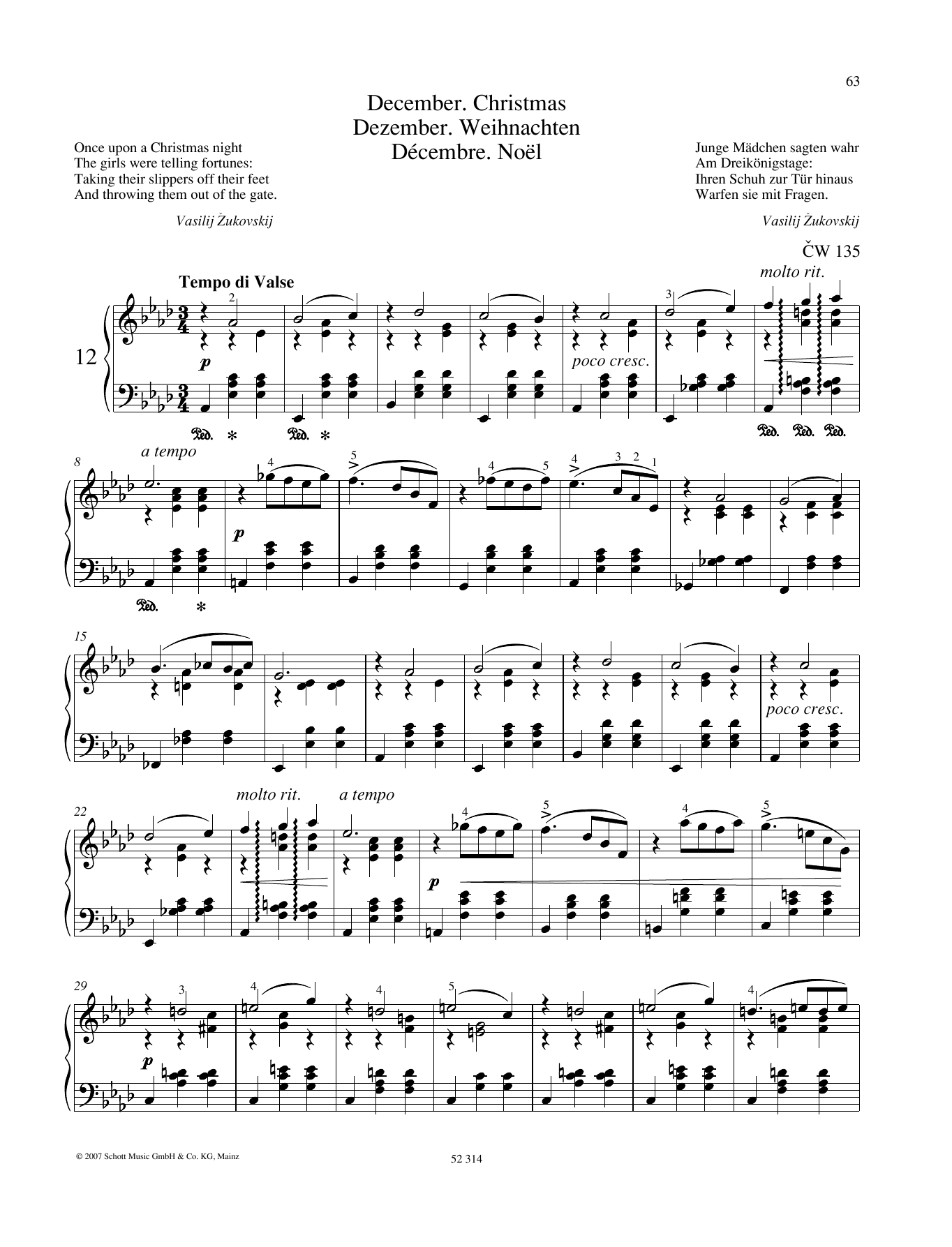 Download Pyotr Il'yich Tchaikovsky December Sheet Music and learn how to play Piano Solo PDF digital score in minutes