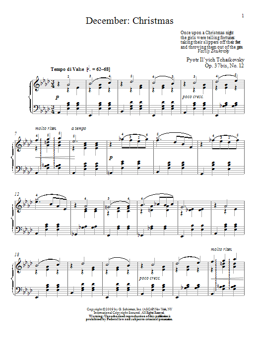 Download Pyotr Ilyich Tchaikovsky Christmas Sheet Music and learn how to play Piano PDF digital score in minutes