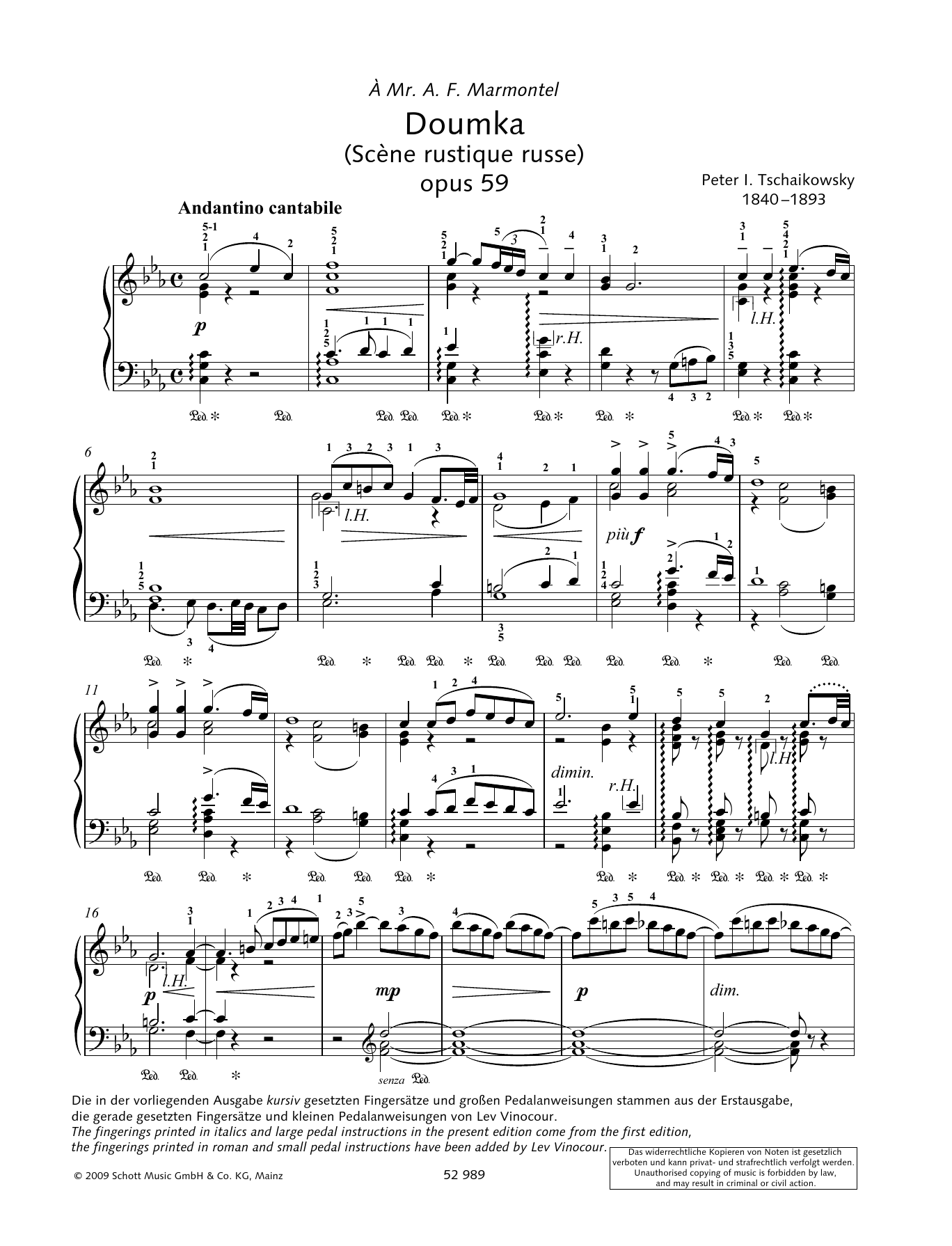 Download Pyotr Il'yich Tchaikovsky Doumka Sheet Music and learn how to play Piano Solo PDF digital score in minutes