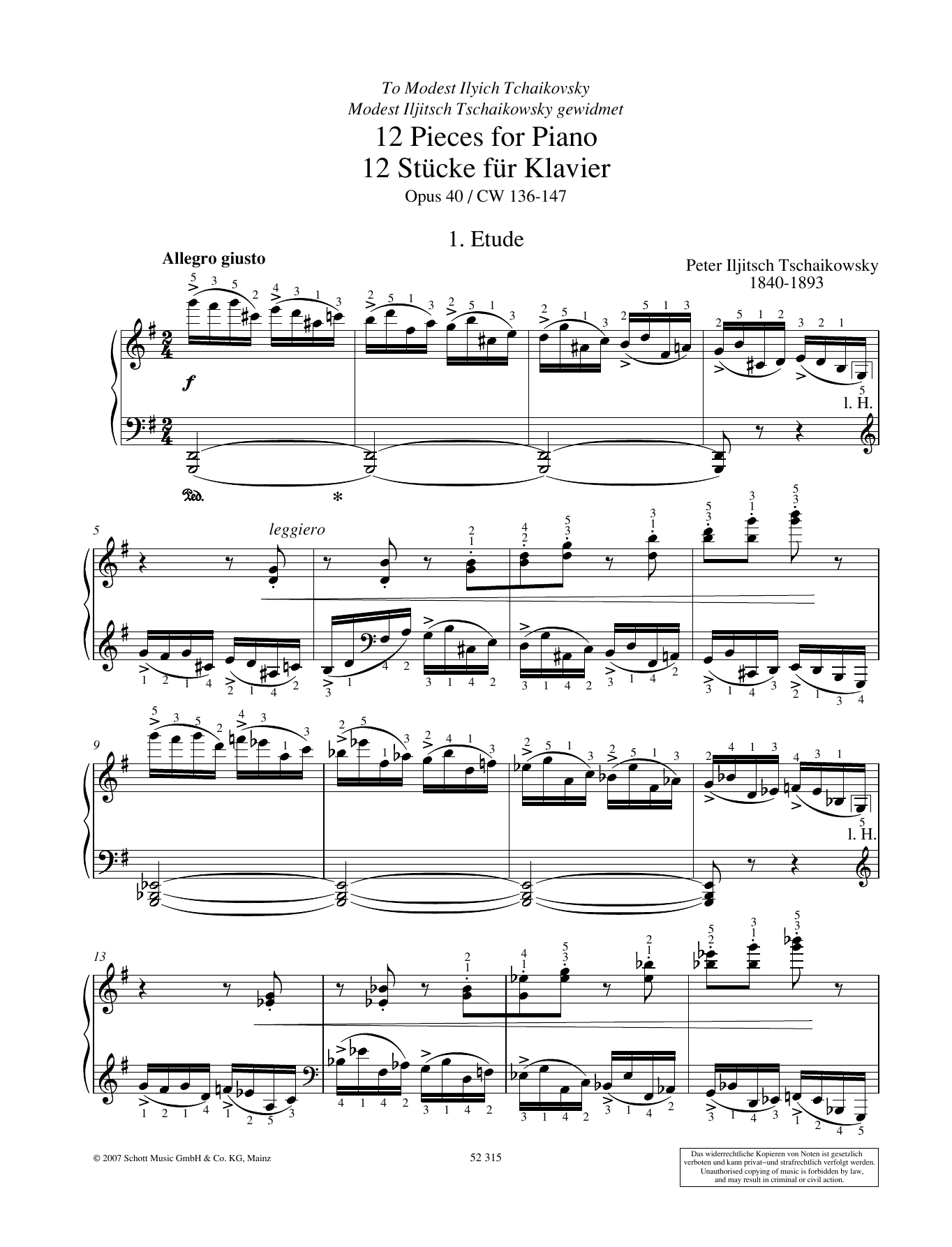 Download Pyotr Il'yich Tchaikovsky Etude Sheet Music and learn how to play Piano Solo PDF digital score in minutes