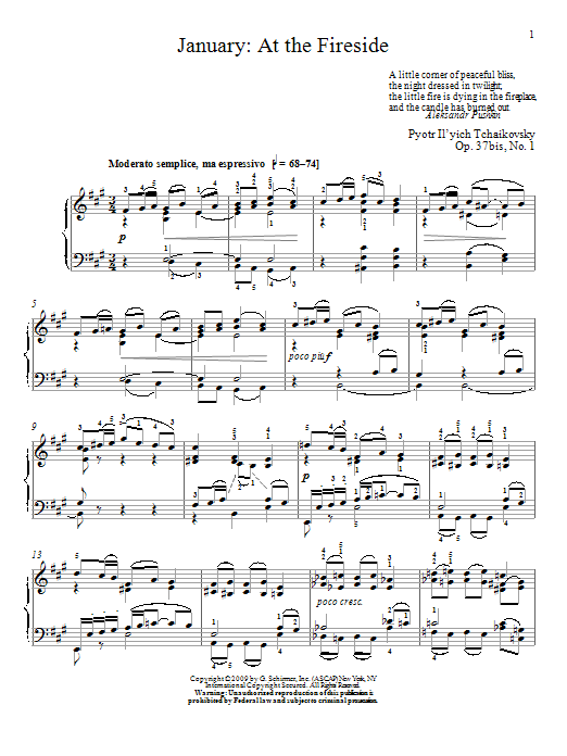 Download Pyotr Ilyich Tchaikovsky At The Fireside Sheet Music and learn how to play Piano PDF digital score in minutes