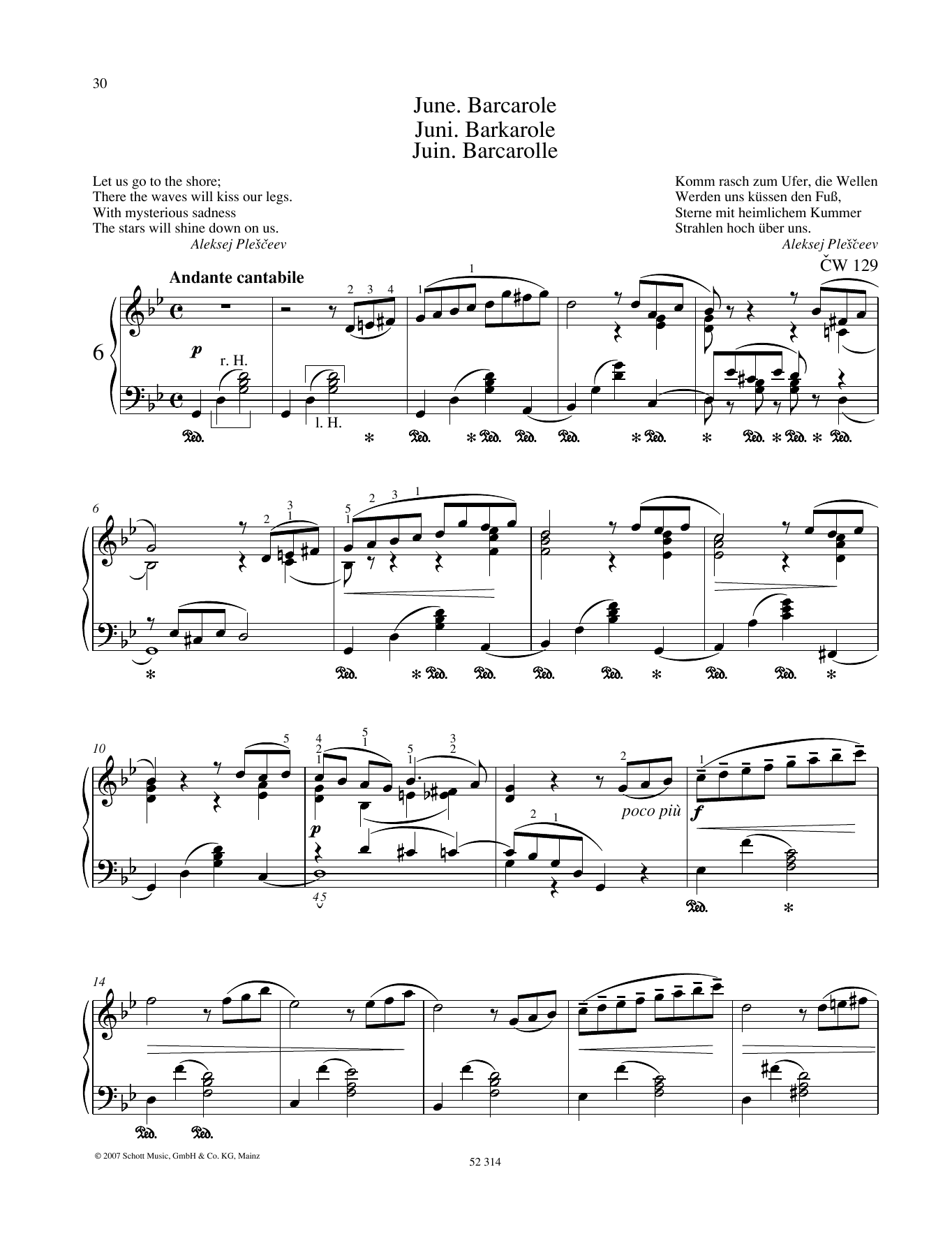 Download Pyotr Il'yich Tchaikovsky June Sheet Music and learn how to play Piano Solo PDF digital score in minutes