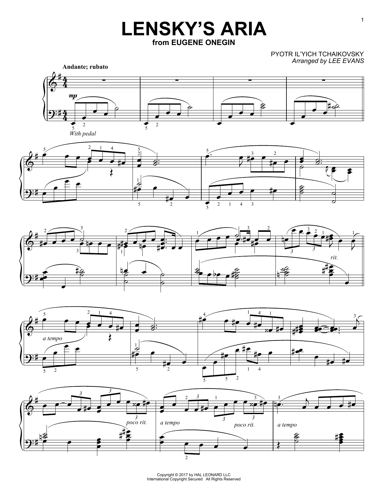 Download Lee Evans Lenski's Aria Sheet Music and learn how to play Piano PDF digital score in minutes