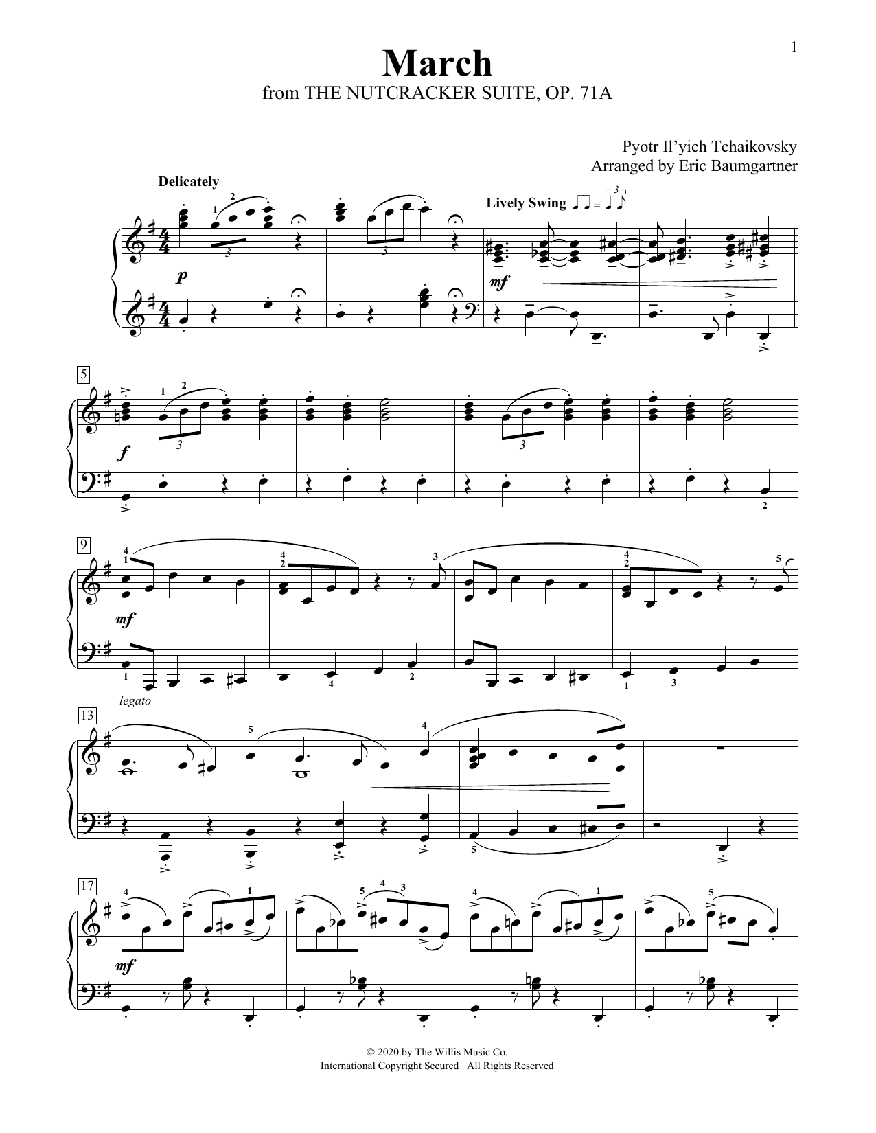 Download Pyotr Il'yich Tchaikovsky March [Jazz version] (arr. Eric Baumgartner) Sheet Music and learn how to play Educational Piano PDF digital score in minutes
