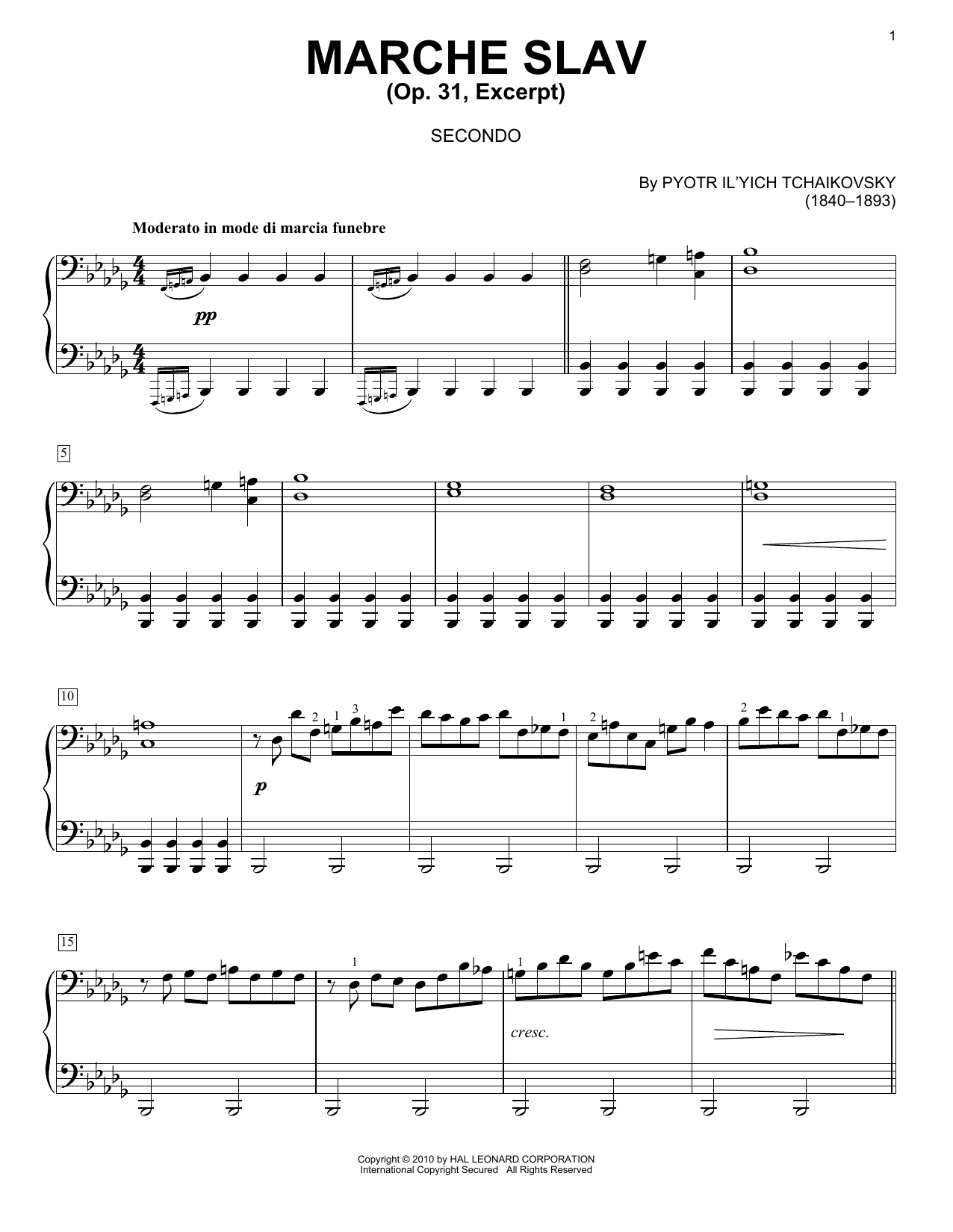 Download Pyotr Ilyich Tchaikovsky Marche Slav, Op. 31 Sheet Music and learn how to play Piano Duet PDF digital score in minutes