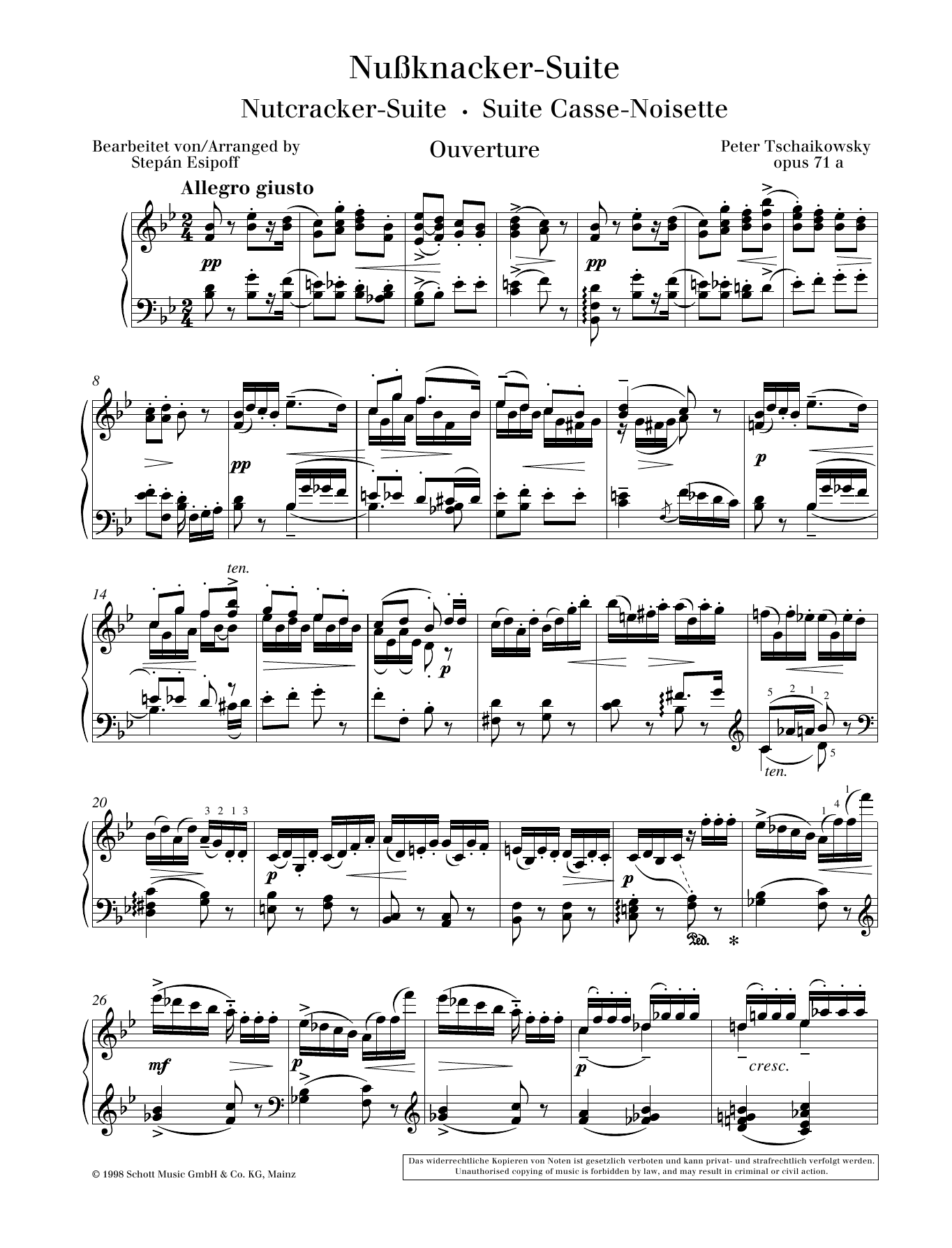 Download Pyotr Il'yich Tchaikovsky Ouverture Sheet Music and learn how to play Piano Solo PDF digital score in minutes