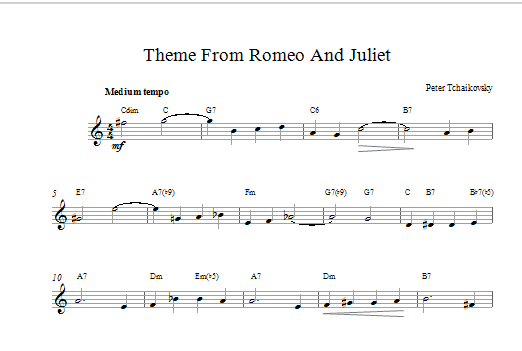 Download Pyotr Ilyich Tchaikovsky Romeo And Juliet Sheet Music and learn how to play Melody Line & Chords PDF digital score in minutes