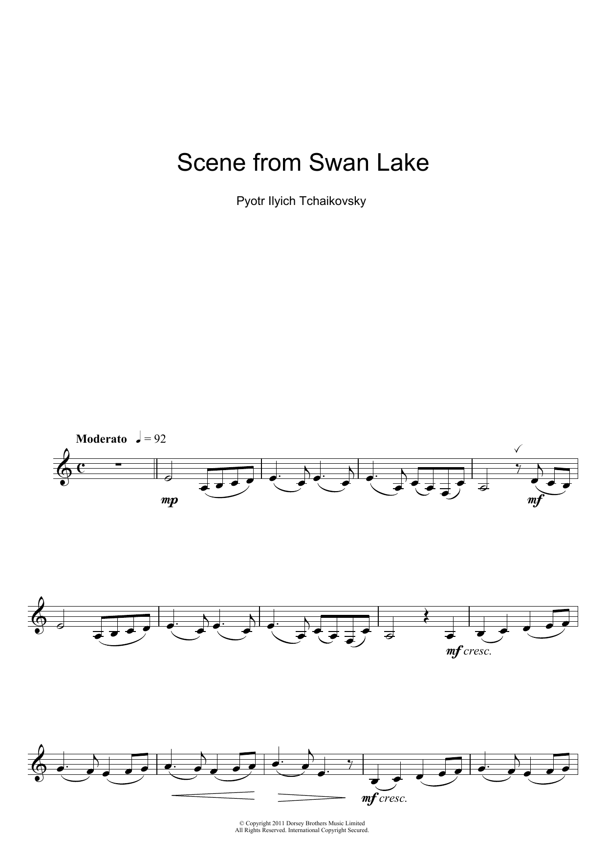 Download Pyotr Ilyich Tchaikovsky Scene from Swan Lake Sheet Music and learn how to play Clarinet PDF digital score in minutes