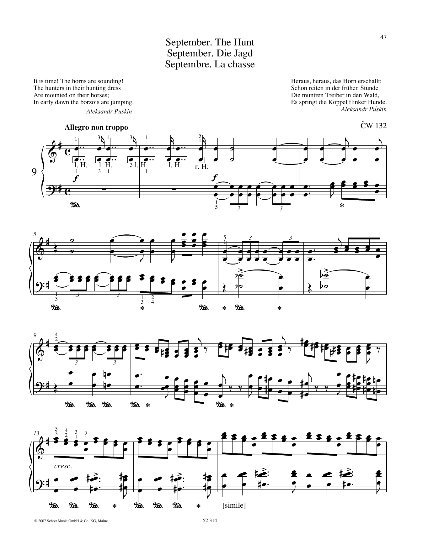 Download Pyotr Il'yich Tchaikovsky September Sheet Music and learn how to play Piano Solo PDF digital score in minutes