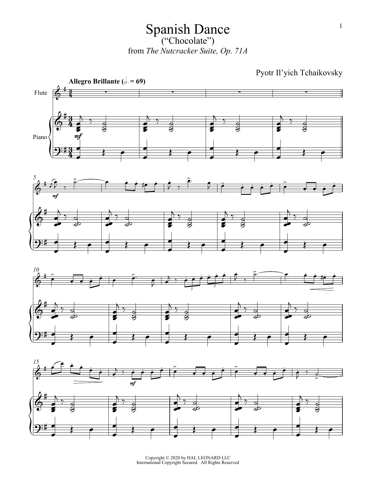 Download Pyotr Il'yich Tchaikovsky Spanish Dance (from The Nutcracker) Sheet Music and learn how to play Violin and Piano PDF digital score in minutes