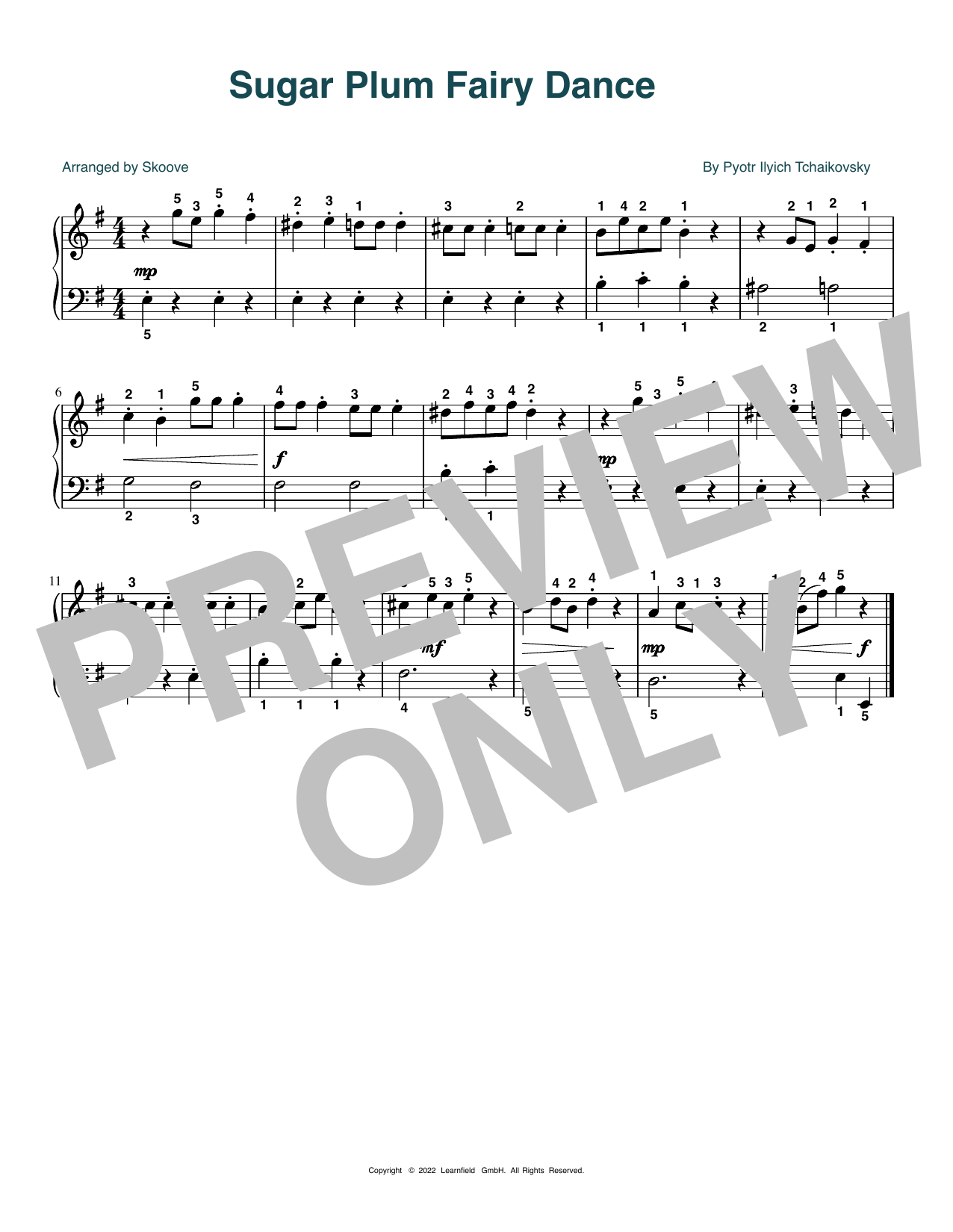 Download Pyotr Il'yich Tchaikovsky Sugar Plum Fairy Dance (arr. Skoove) Sheet Music and learn how to play Beginner Piano (Abridged) PDF digital score in minutes