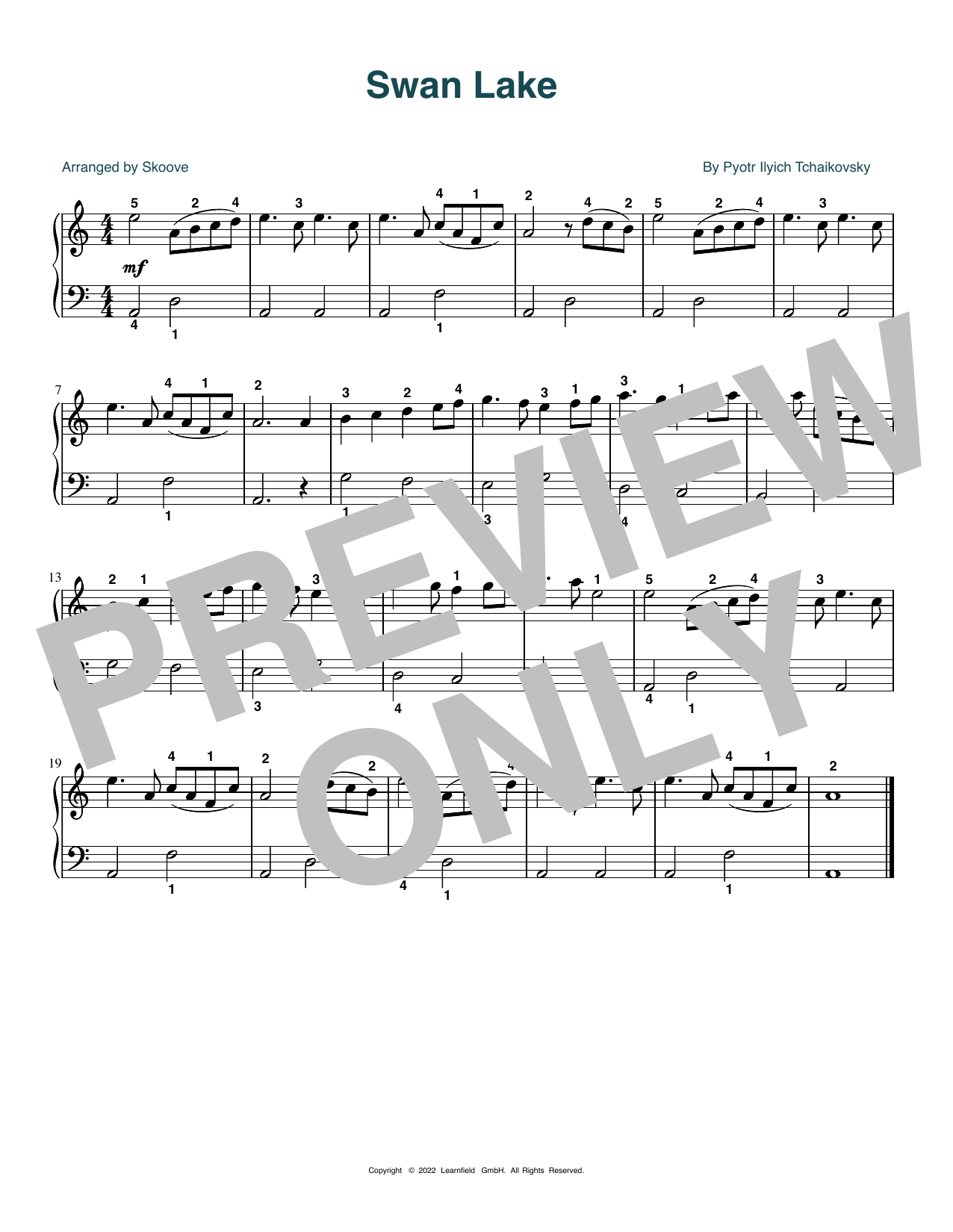 Download Pyotr Il'yich Tchaikovsky Swan Lake (arr. Skoove) Sheet Music and learn how to play Easy Piano PDF digital score in minutes