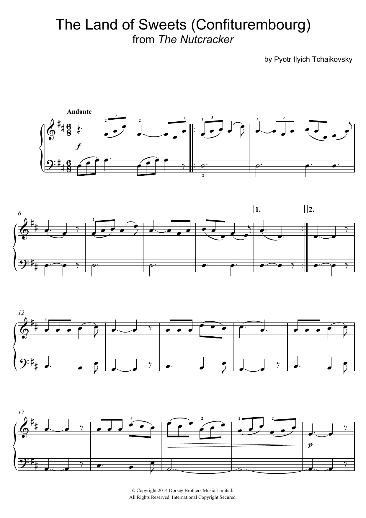 Download Pyotr Ilyich Tchaikovsky The Land Of Sweets (Confiturembourg) Sheet Music and learn how to play Easy Piano PDF digital score in minutes