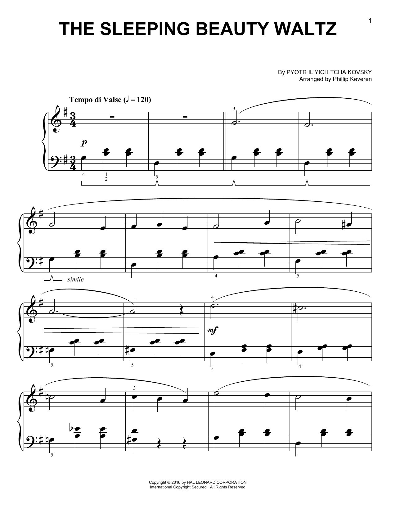 Download Phillip Keveren The Sleeping Beauty Waltz Sheet Music and learn how to play Easy Piano PDF digital score in minutes