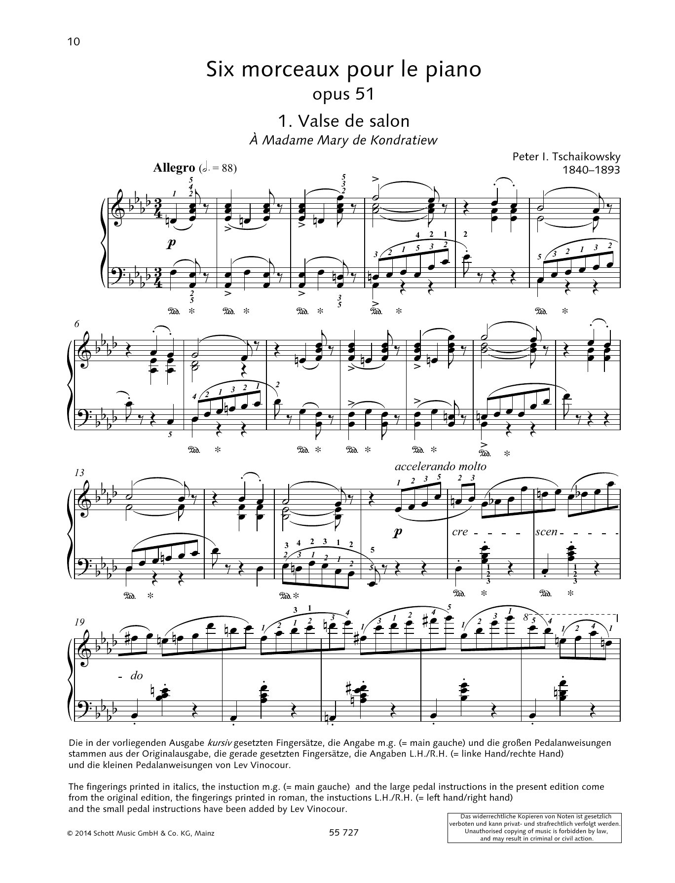 Download Pyotr Il'yich Tchaikovsky Valse de Salon Sheet Music and learn how to play Piano Solo PDF digital score in minutes