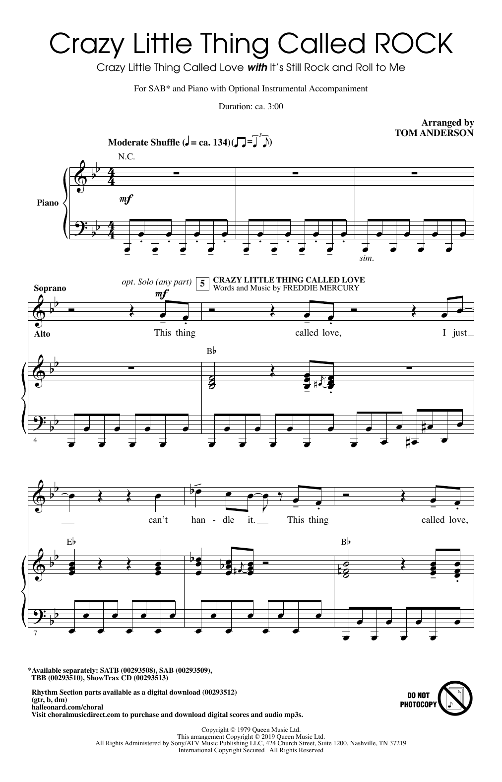 Download Queen & Billy Joel Crazy Little Thing Called ROCK (arr. Tom Anderson) Sheet Music and learn how to play SATB Choir PDF digital score in minutes