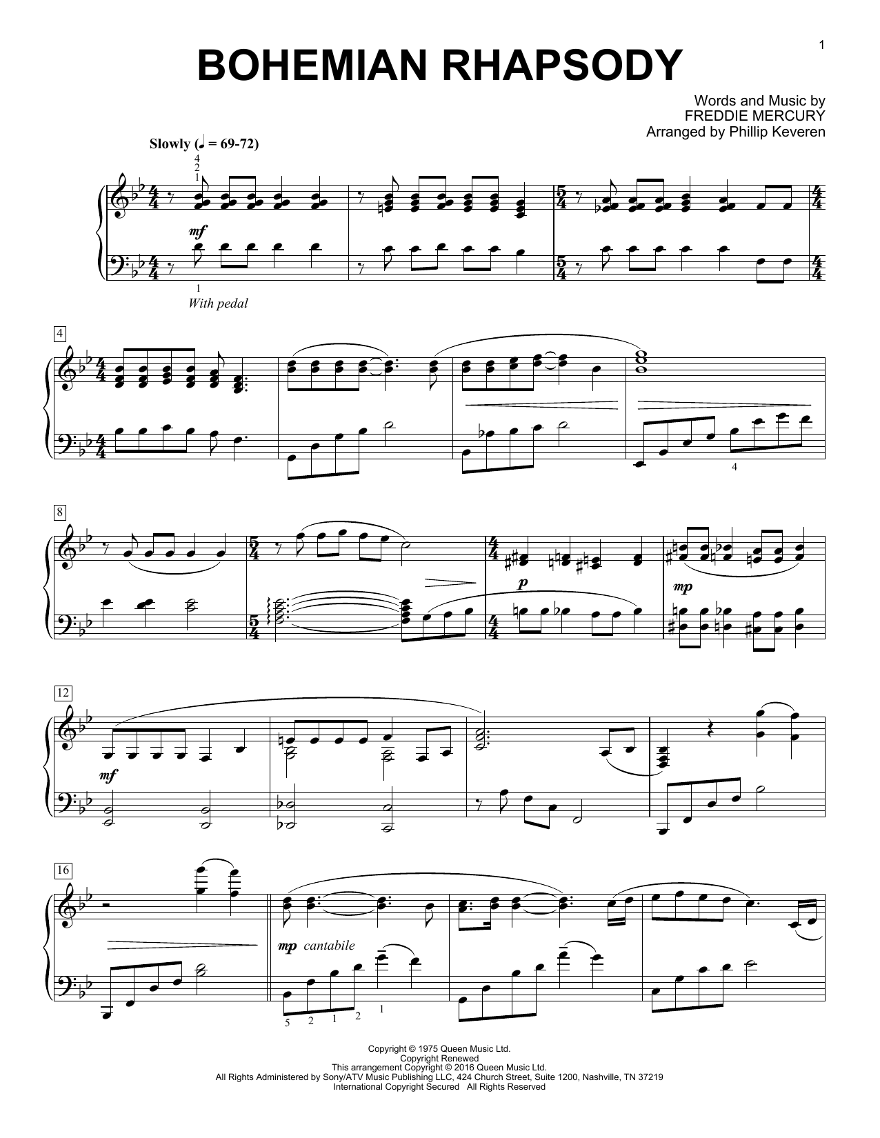 Download Phillip Keveren Bohemian Rhapsody Sheet Music and learn how to play Piano PDF digital score in minutes
