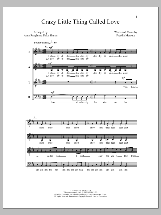 Download Queen Crazy Little Thing Called Love (arr. Deke Sharon) Sheet Music and learn how to play TTBB Choir PDF digital score in minutes