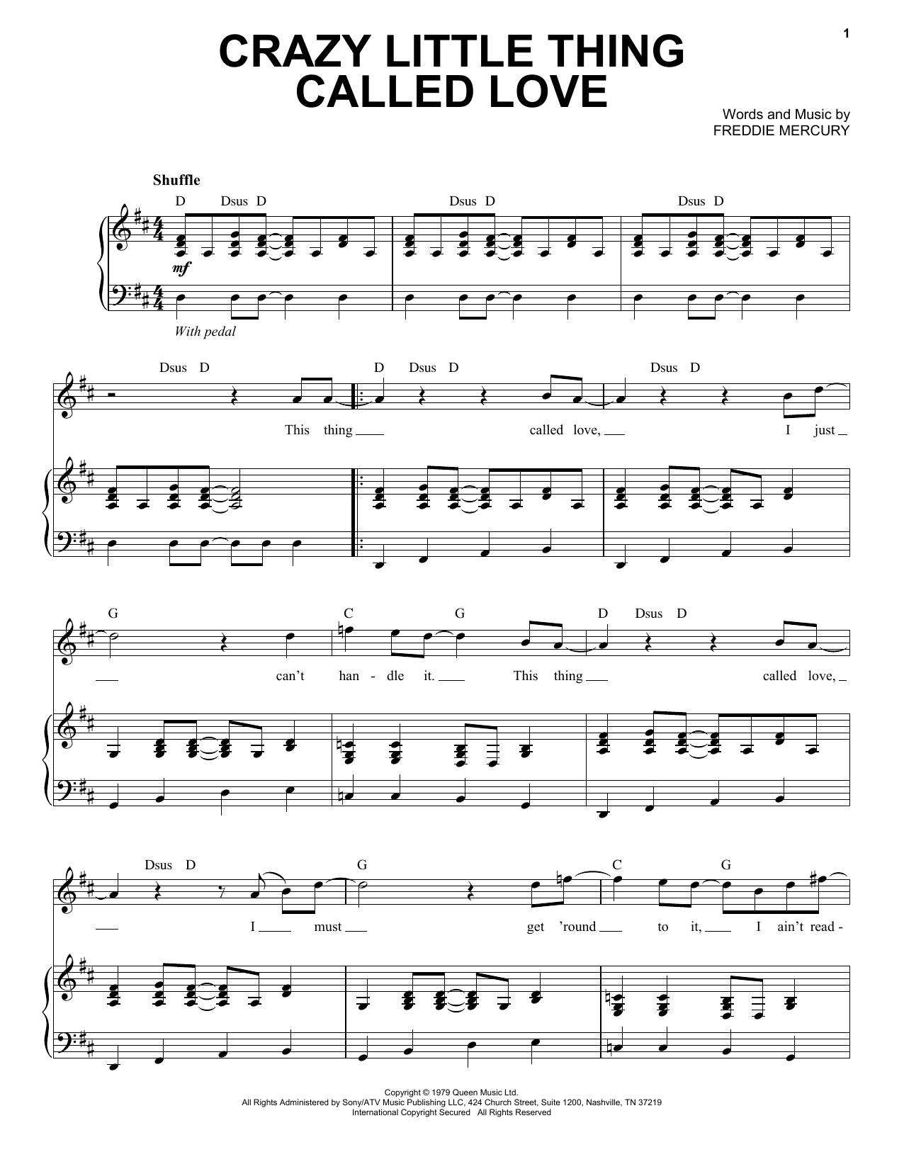 Download Queen Sheet Music and learn how to play Piano, Vocal & Guitar (Right-Hand Melody) PDF score in minutes