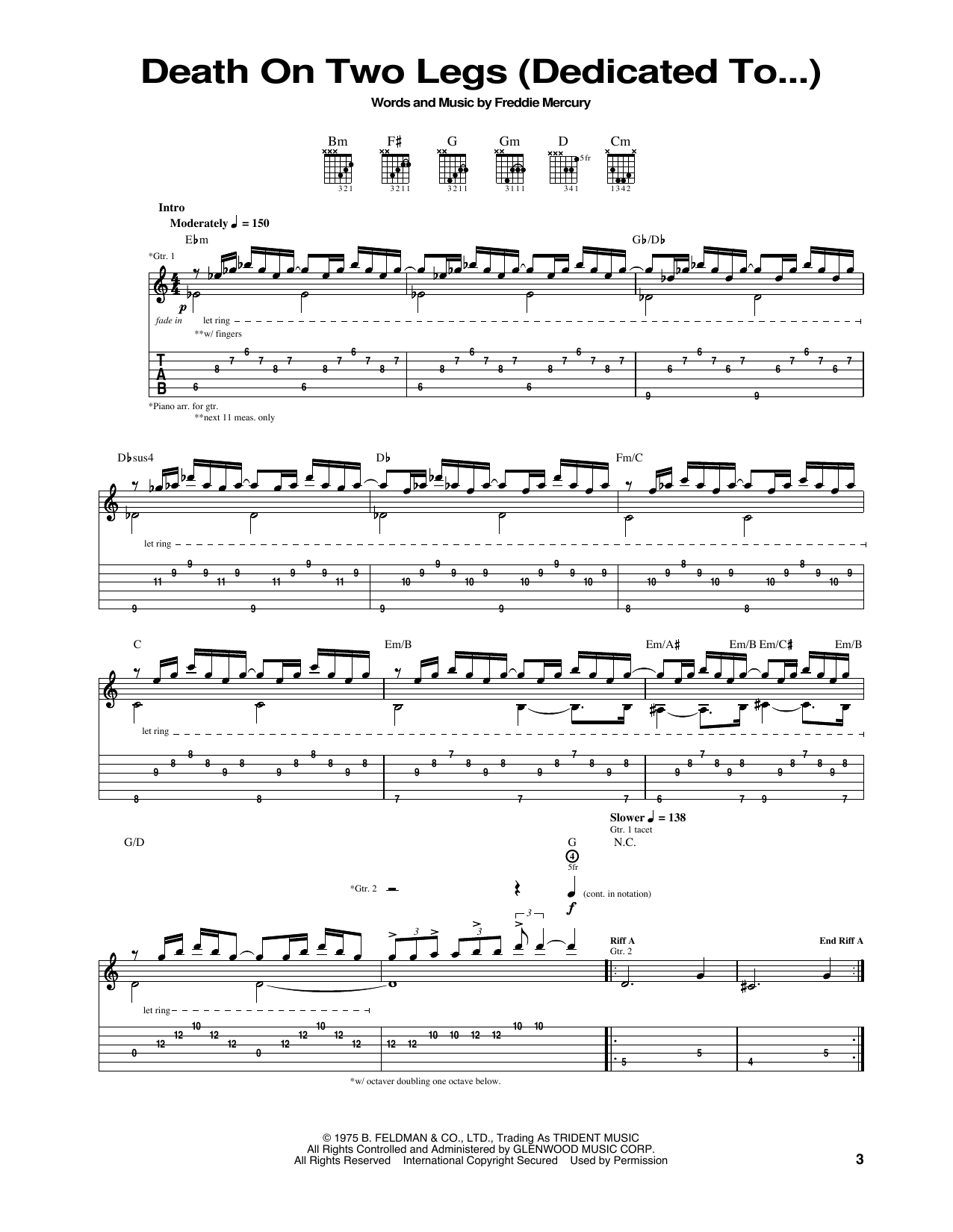 Download Queen Death On Two Legs Sheet Music and learn how to play Keyboard Transcription PDF digital score in minutes