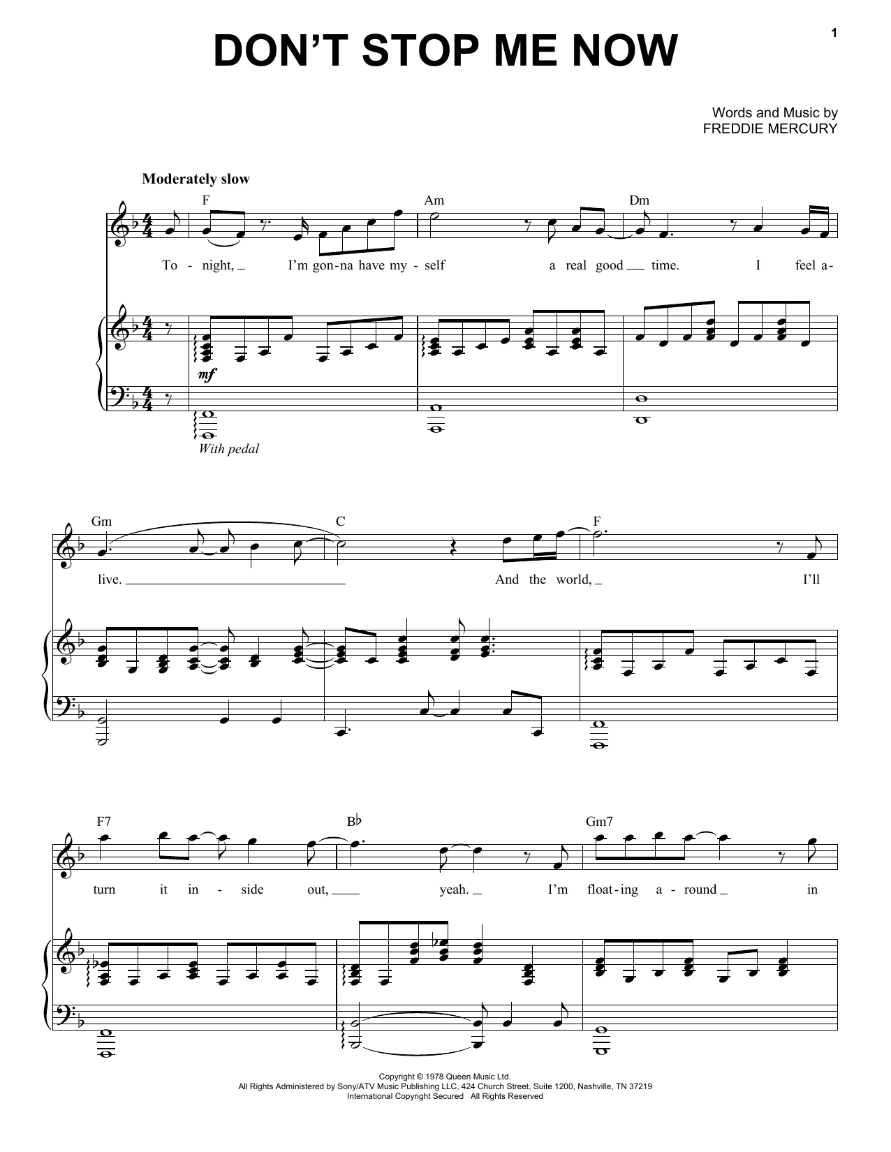 Queen Don t Stop Me Now Sheet Music Notes Download Printable PDF Score 167469