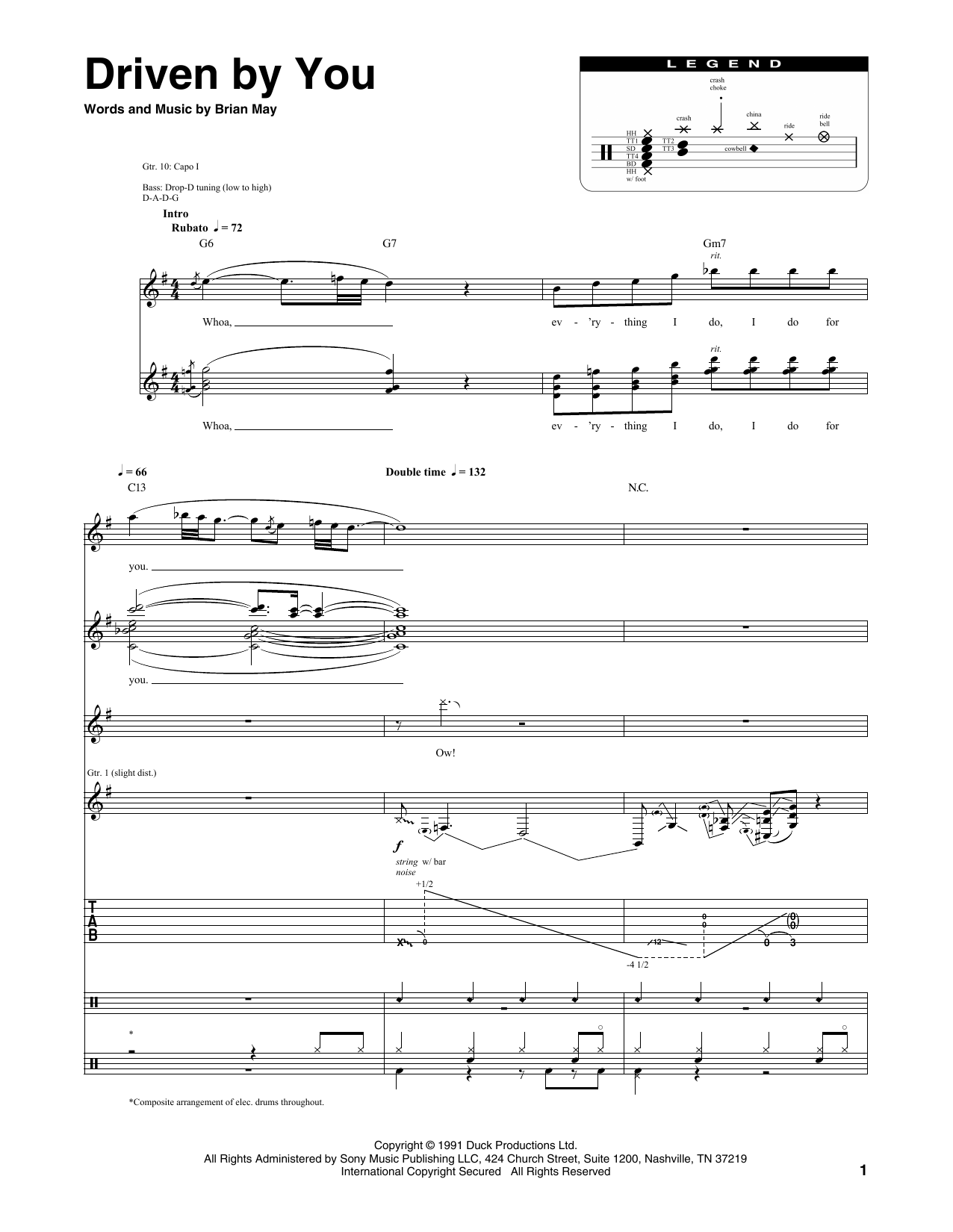 Download Queen Driven By You Sheet Music and learn how to play Transcribed Score PDF digital score in minutes