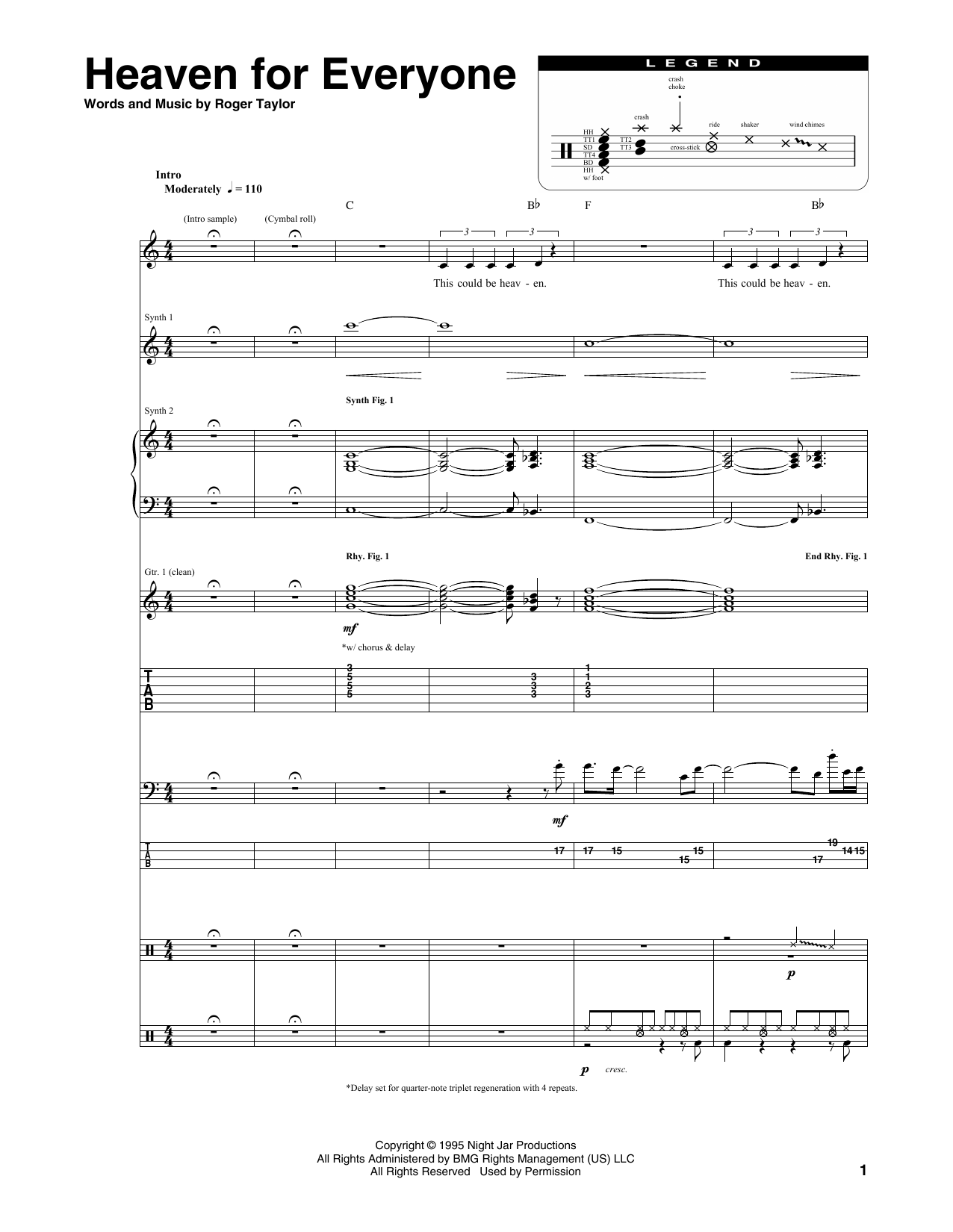 Download Queen Heaven For Everyone Sheet Music and learn how to play Transcribed Score PDF digital score in minutes