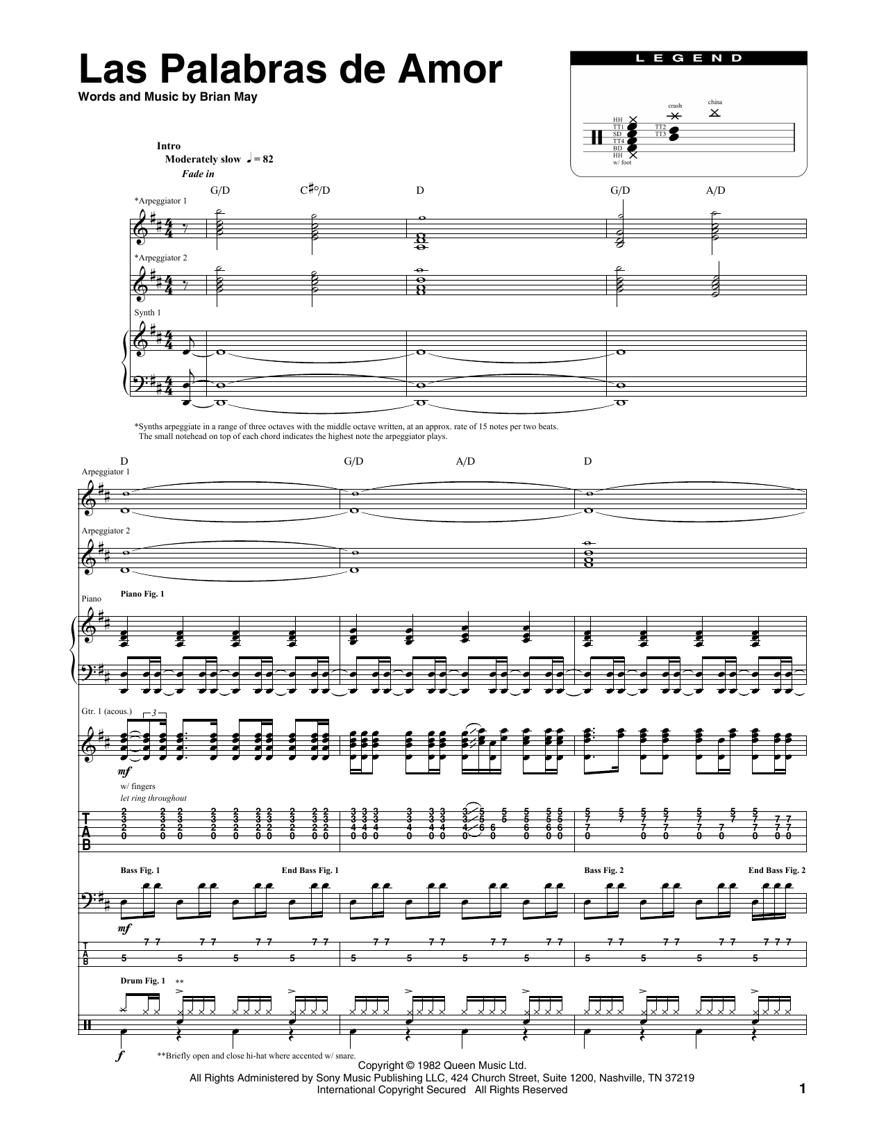 Download Queen Las Palabras De Amor Sheet Music and learn how to play Transcribed Score PDF digital score in minutes