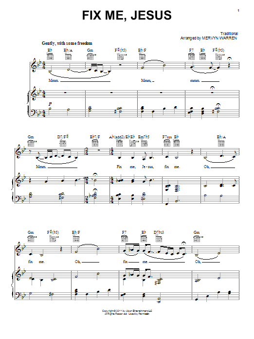Download Queen Latifah Fix Me, Jesus Sheet Music and learn how to play Piano, Vocal & Guitar (Right-Hand Melody) PDF digital score in minutes