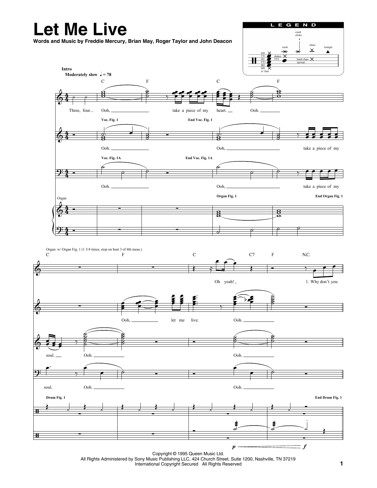 Download Queen Let Me Live Sheet Music and learn how to play Transcribed Score PDF digital score in minutes