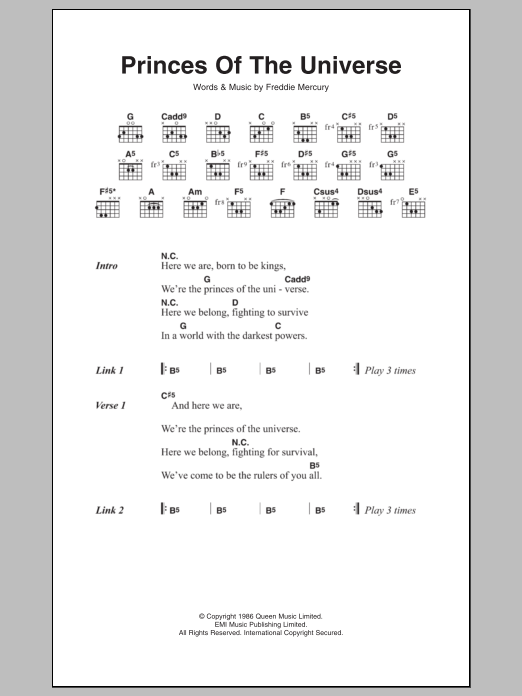 Download Queen Princes Of The Universe Sheet Music and learn how to play Transcribed Score PDF digital score in minutes