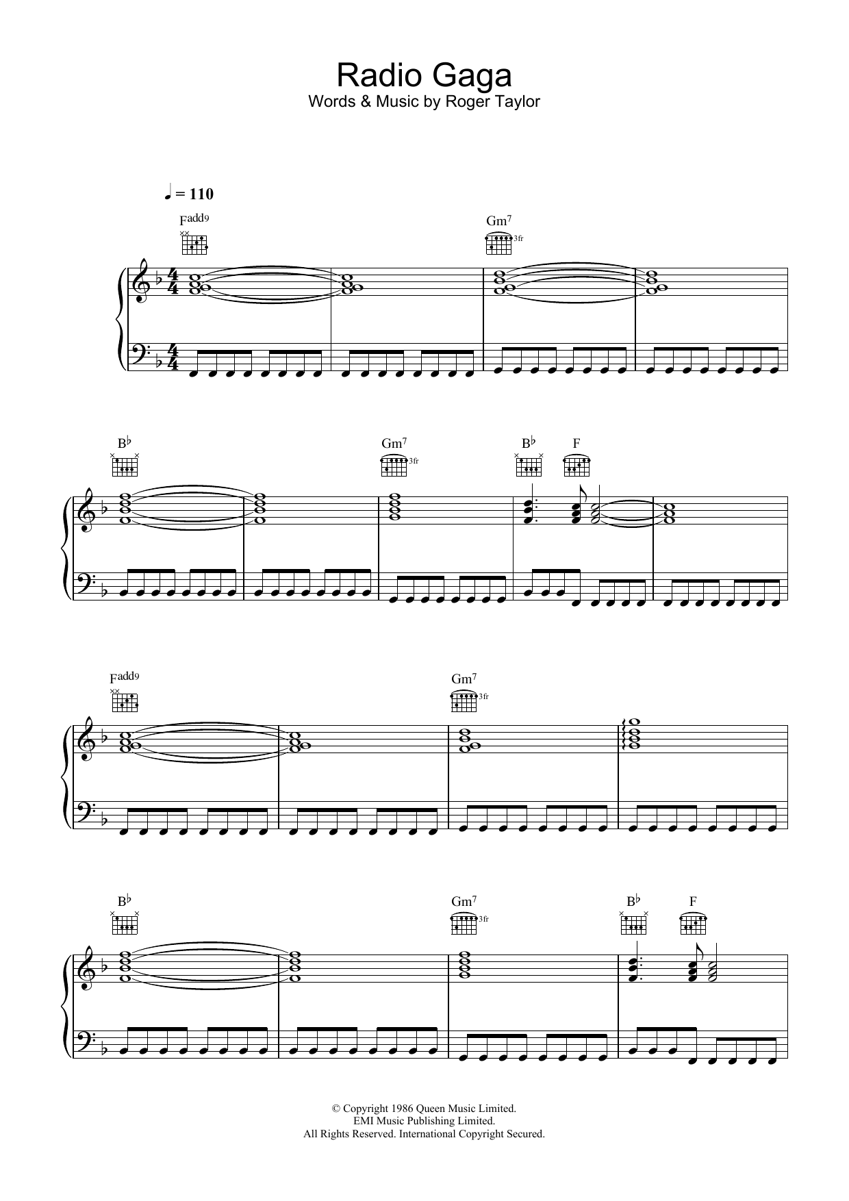 Download Queen Radio Ga Ga Sheet Music and learn how to play Really Easy Piano PDF digital score in minutes