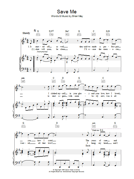 Download Queen Save Me Sheet Music and learn how to play Ukulele PDF digital score in minutes
