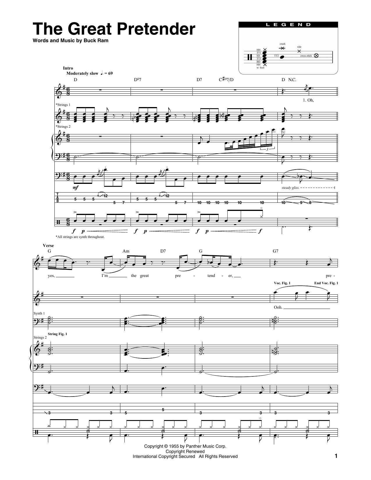 Download Queen The Great Pretender Sheet Music and learn how to play Transcribed Score PDF digital score in minutes