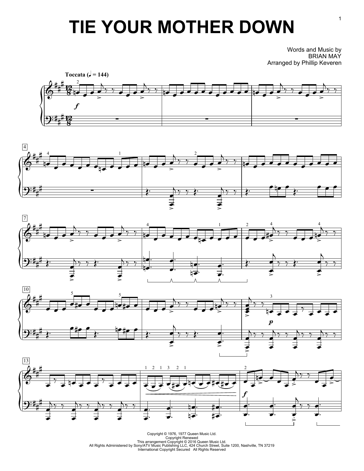 Download Queen Tie Your Mother Down Sheet Music and learn how to play Piano PDF digital score in minutes