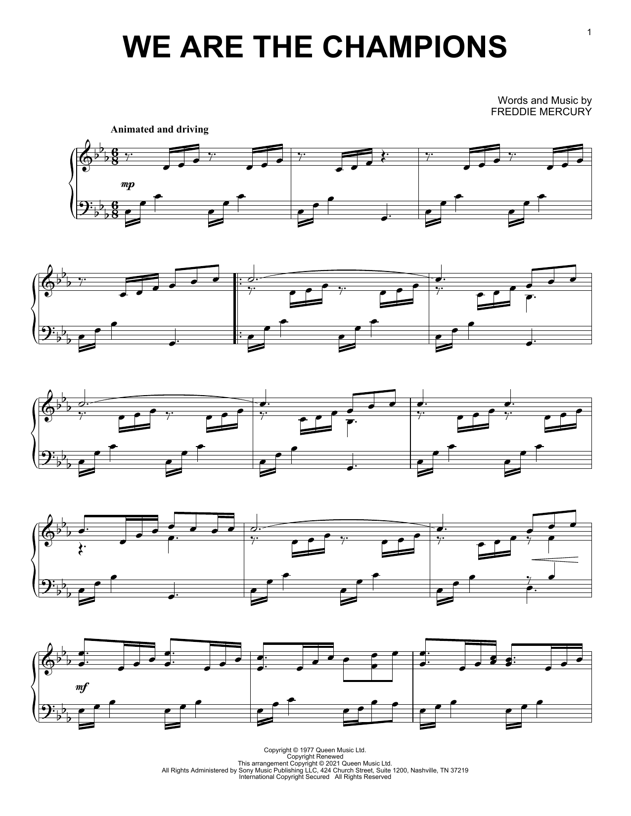 Download Queen We Are The Champions [Classical version] (arr. David Pearl) Sheet Music and learn how to play Piano Solo PDF digital score in minutes