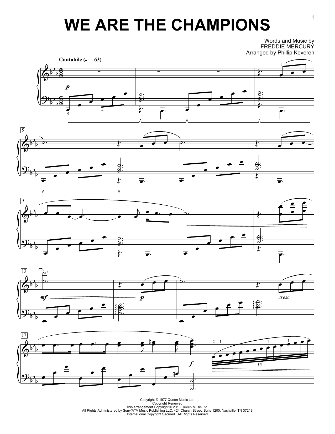 Download Queen We Are The Champions Sheet Music and learn how to play Piano PDF digital score in minutes
