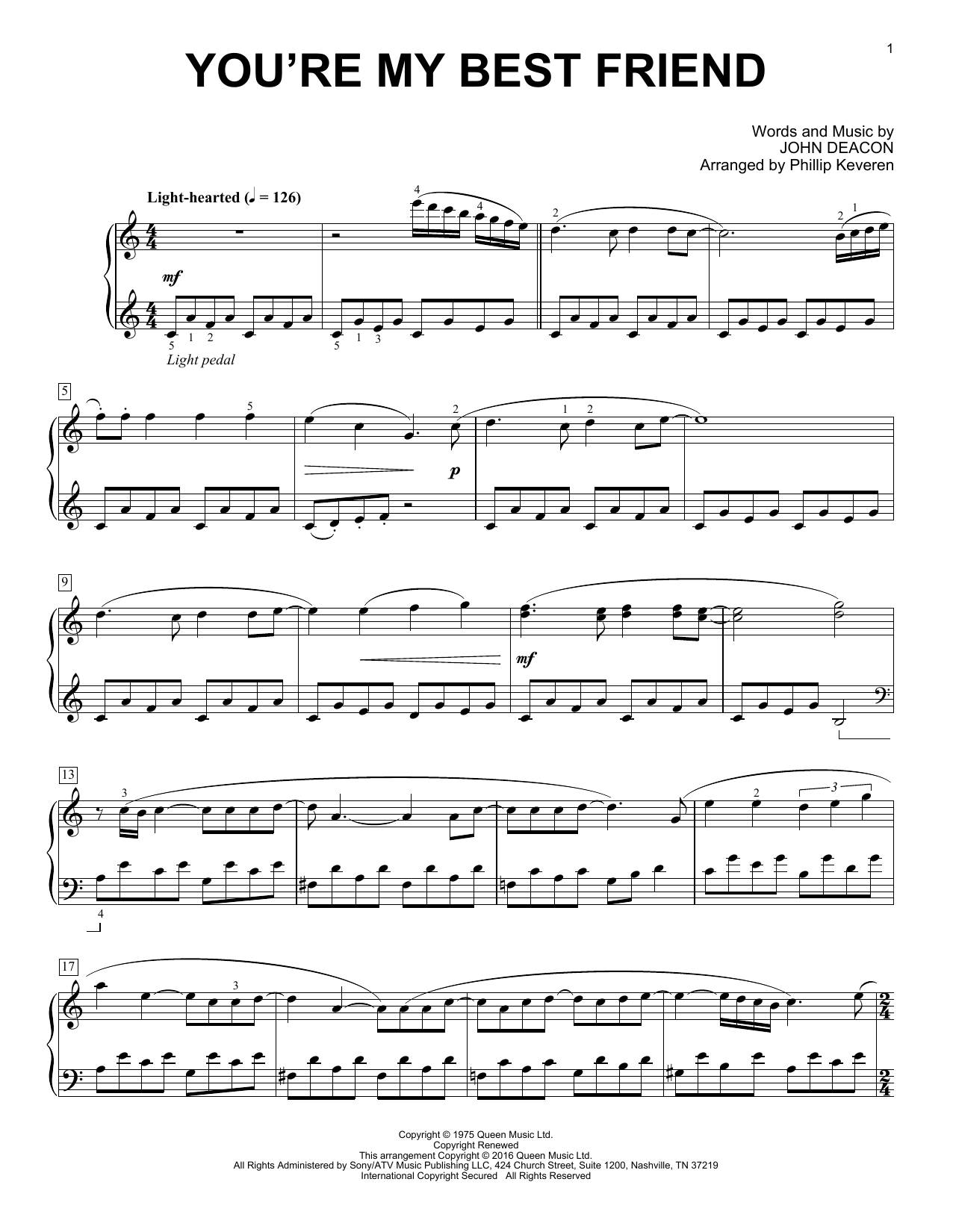 Download Queen You're My Best Friend Sheet Music and learn how to play Piano PDF digital score in minutes