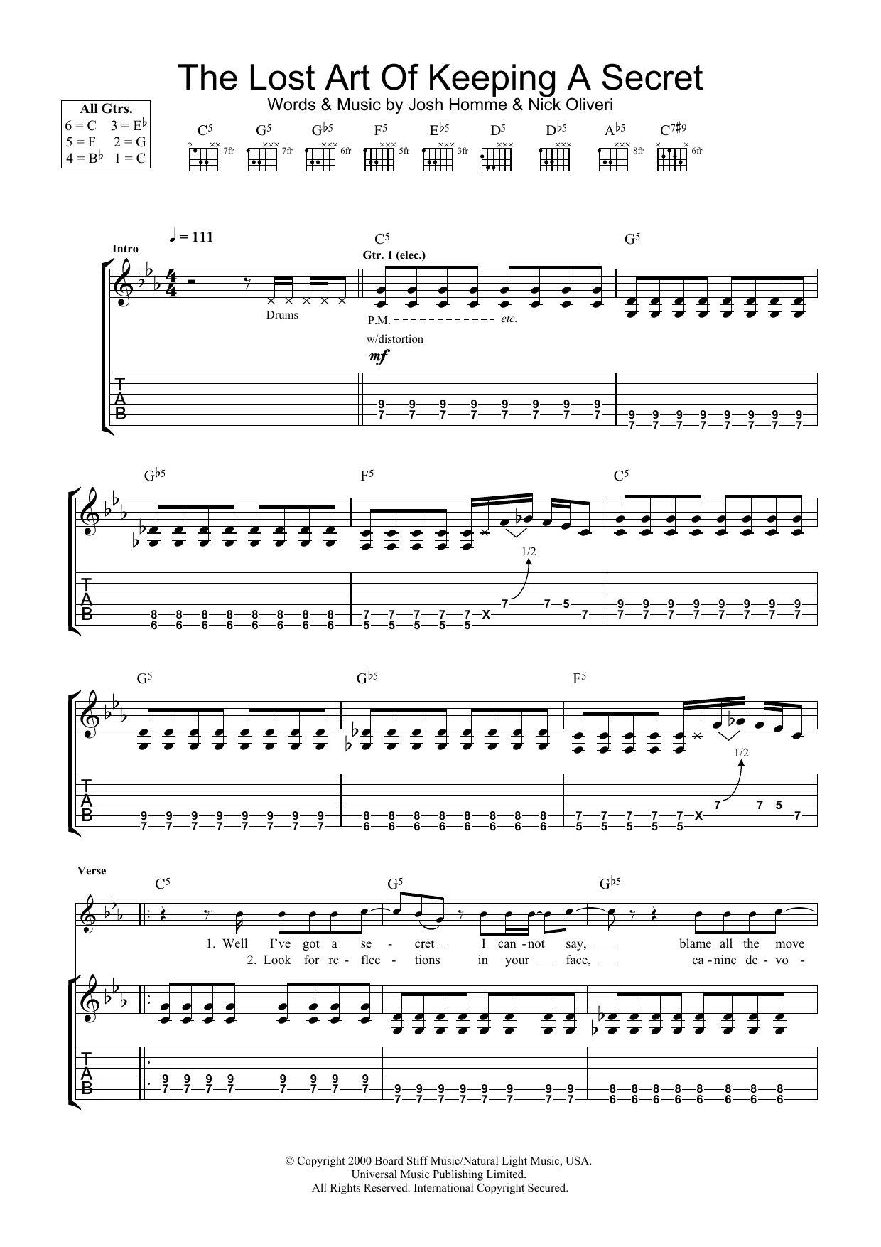 Download Queens Of The Stone Age The Lost Art Of Keeping A Secret Sheet Music and learn how to play Bass Guitar Tab PDF digital score in minutes