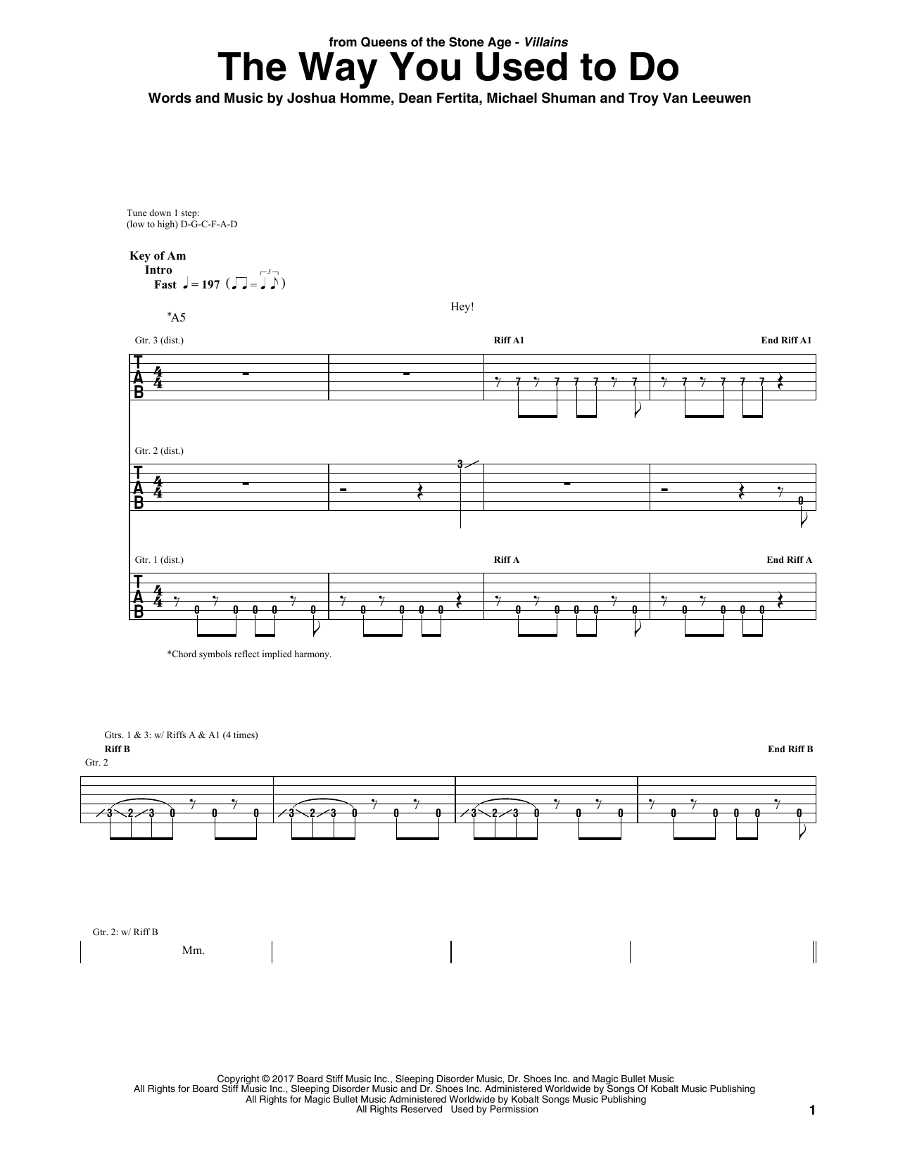 Download Queens Of The Stone Age The Way You Used To Do Sheet Music and learn how to play Guitar Tab PDF digital score in minutes