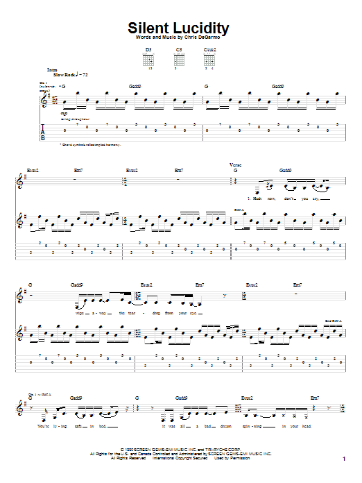 Download Queensryche Silent Lucidity Sheet Music and learn how to play Guitar Lead Sheet PDF digital score in minutes