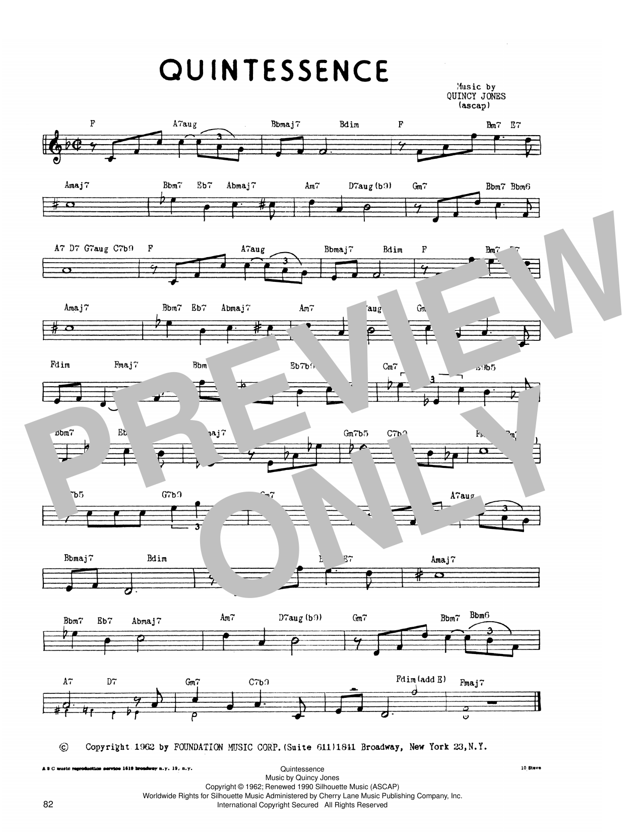 Download Quincy Jones Quintessence Sheet Music and learn how to play Lead Sheet / Fake Book PDF digital score in minutes