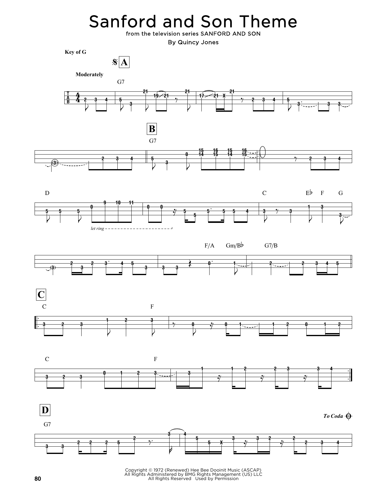 Download Quincy Jones Sanford And Son Theme Sheet Music and learn how to play Bass PDF digital score in minutes