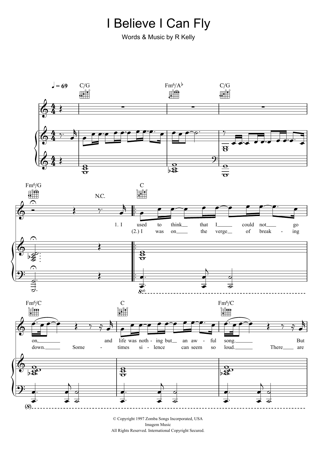 Download R. Kelly I Believe I Can Fly Sheet Music and learn how to play Clarinet PDF digital score in minutes